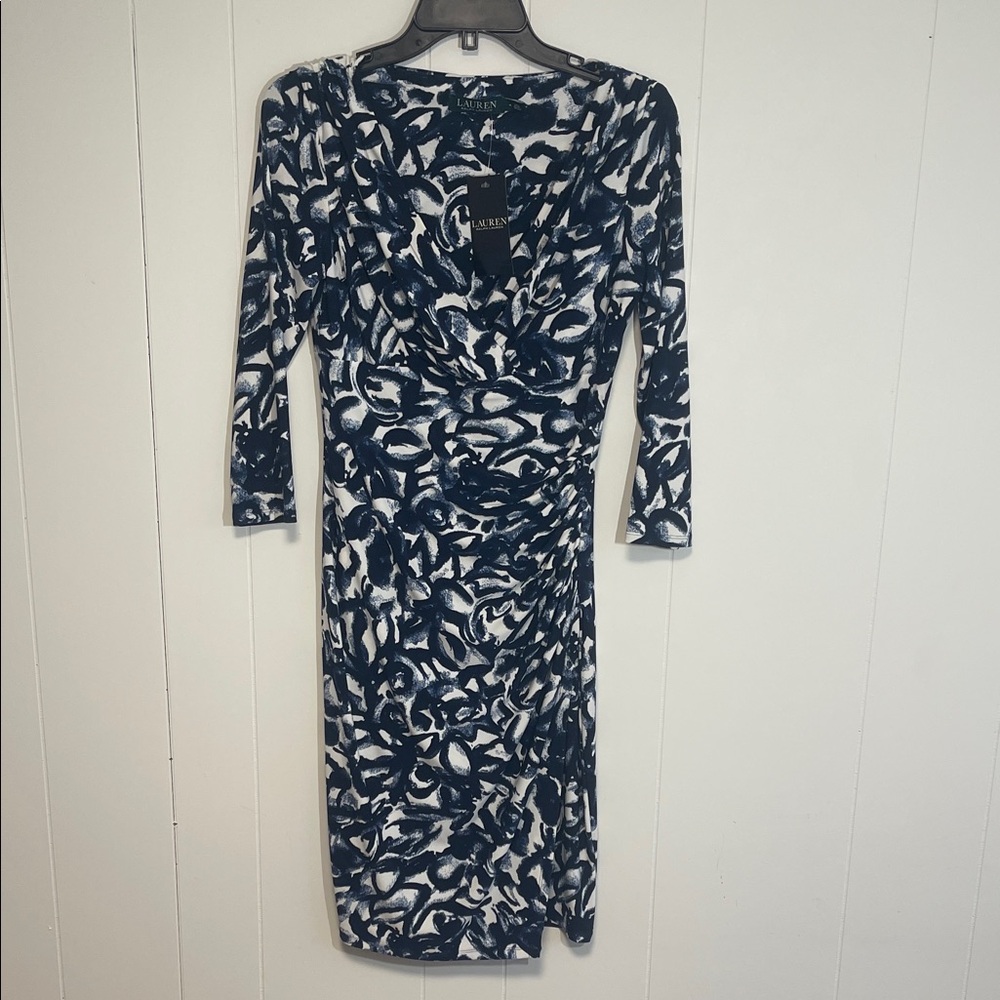 Ralph Lauren Navy and White Long Sleeve Dress new size 4